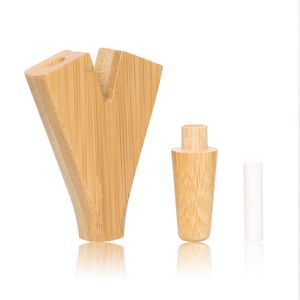 Bambus Rauchrohr Zwei L￶cher passen Honeypuff vorgewalzte Zigarettenpapier -Rollbaker -Tabakhalter mit Filter
