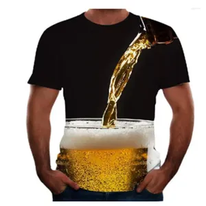 Męskie koszule 2022 Summer Masher Beer Daquan 3D Wzór drukowania męskiego Casual Cool Fajne T-shirt sportowy sport