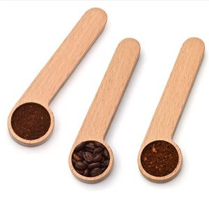 Löffel Besteck Küche Esszimmer Bar Haus Garten Löffel Holz Kaffee Scoop mit Tasche Clip Esslöffel Massive Buche Holz Messlöffel Tee DH87