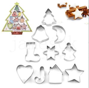 Aço inoxidável de Natal Biscoito Molde Fruit Foolsxas-Tree Bell Snowflake Cookie Molds Creative Diy Cookie Cutter De887