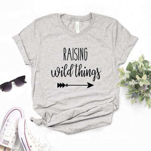 Raising Wild Things Tee Women Hipster Funny T-Shirt Lady Yong Girl 6 Color Top R355