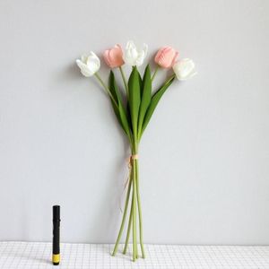 Plantas de simulação de flores decorativas FLORES artificiales Touch real 5pcs 50 cm de presente de Valentine Bouquet Bouquet Fake Tulips