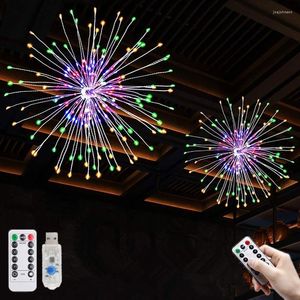 ストリングス120/150/180/200 LED Firework Light USB Powered Festoon With Remote Year Garland Lights Navidad Christmas Decoration 2023