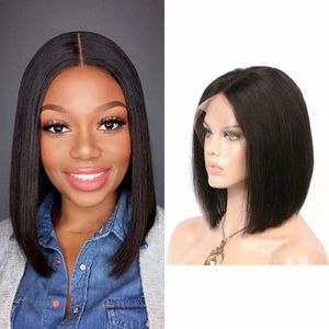 Lace Front Bob Wigs for Women Pre Plucked Short Remy Brazilian Straight Human Hair 13x4 Frontal Wig