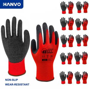 10 Pairs Non-slip Thicken Latex Rubber Safety Work Gloves Mechanic Working Gloves Palm Coated Gloves For Garden Work