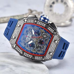 6 핀 다이아몬드 자동 날짜 2022 한정판 남성용 시계 탑 브랜드 럭셔리 풀 기능 쿼츠 시계 실리콘 스트랩 KIS
