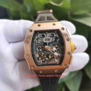 Heiße Artikel Herrenuhr 50 mm x 44 mm RM11-03 Skelett 18 Karat Roségold Designeruhren Schwarze Gummibänder Saphir Transparente mechanische automatische Herrenarmbanduhren