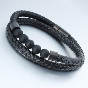 Charm Bracelets HAWSON Magnetic Bracelet Black&White Ball Design Handmade Leather Wristband Bangle For Men's Accessory