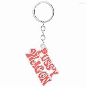 Keychains Movie Kill Bill Series Pendants "PUSSY WAGON" Letter Metal Enamel Keyrings Accessories For Women Men Gift