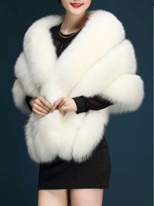 Pelliccia da donna faux inverno donna scialle lungo tasca avvolgere scrollata di spalle sciarpa da sposa elegante corto caldo femminile gilet mantello cappotto T221102