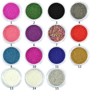 Nagelkonstdekorationer 10g/potten mini kaviarp￤rlor 3d 0,6mm-0,8 mm mikro liten metallboll f￶r gelpolska #03 15Colors