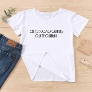 Camiseta de Mujerスペイン語の手紙トップ印刷女性Tシャツ美学グラフィック