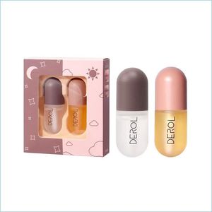 Глянцевая глянка Derol Natural Lip Plumper Set Day и ночной глянец сыворот