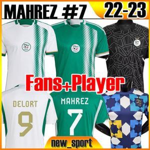 22 Algerie Maillot de voetbalvoetbal Jerseys Fans Player Versie Special Home Away Mahrez Bounedjah Bouazza Algerije Jersey Men Kids Kits Trainingsuniformen