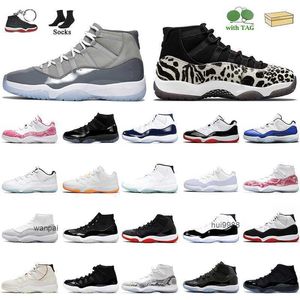 2023 Jumpman 11 11s Cool Grey Damen Herren Basketballschuhe mit Socken Animal Instinct Pure Violet Jubilee 25th Anniversary White Bred Cap und Gown JERDON