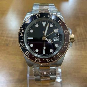 Watch 2813 Rose Gold Gmt2 Version Listed V3 Batman Mens Automatic Movement Ceramic Rotating Bezel Sapphire Glass Steel Strap Wristwatchi578