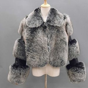 Kvinnors päls faux högkvalitativ ry beskurna rockar och jackor kvinnor fluffiga topp korta kappa lapptäcke vinter jacka manteau femme t221102