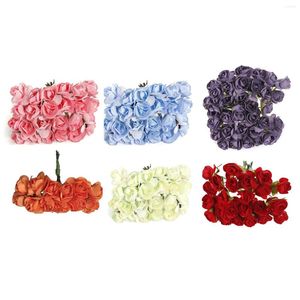 Kwiaty dekoracyjne 144pcs mini drobny papier sztuczne pąki róży DIY Craft Wedding Decor Home