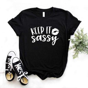 H￥ll det t-shirt sassy kvinnor t-shirt l￤pp kvinnor hipster rolig lady yong flicka 6 f￤rg