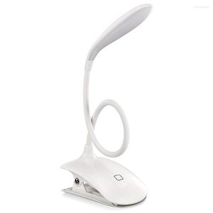 Lampade da tavolo Lampada da lettura a LED Protezione per gli occhi Lampada flessibile ricaricabile tramite USB con clip Touch Control