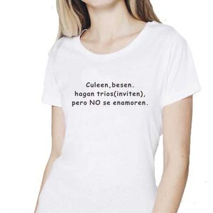 Moda Spagnola Lettera Stampa Donna Top T-shirt Camisas De Mujer Estate Casual