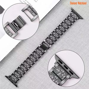Verstellbare Smartwatch-Armbänder aus Edelstahl, kompatibel mit Apple Watch 45 mm, 44 mm, 42 mm, 41 mm, Bling Diamond Schutzhülle für iwatch Serie SE Serie 7 6 5 4 3 2
