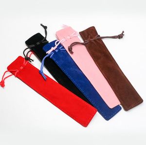 Creative Design Plush Velvet Pencil Bag Holder Single Pen Pouch Pen Case With Rope Office School Writing Supplies Student Christmas Gift SN66