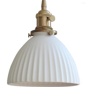 Lampy wiszące retro lampa led loft wystrój mosiężnego ceramiki wiszące oprawy oświetleniowe jadalnia oświetlenie Antique Droplight Luminaire