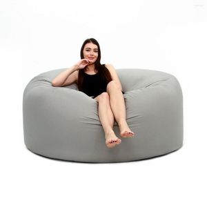 Chair Covers LLight Gray Fabric Fluffy Inner Bladder Giant Bean Bag Cover Without Filler 6-7ft Soft Fur Sofa Bed