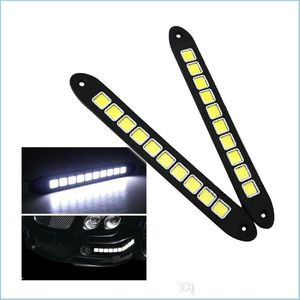 DayTime Runnung Lights 2st LED COB LAMP 12V 5W Light CE Flexible Sile Strip 10 Grids Car Dayime Running Diy BB Cold White Drop Del Dhur5