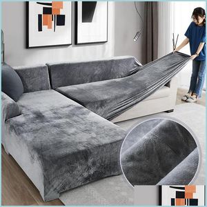 Stol täcker stol ers veet plysch lformad soffa för vardagsrum elastisk sofflippare schäslong hörn stretch er 220928 drop del dhlqk