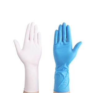 12 Zoll weiß blau Einweg-Nitrilhandschuhe 50 Stück Latex lange Stulpe frei puderfrei klein mittel groß Vinyl-Arbeitsreinigungshandschuhe S M L