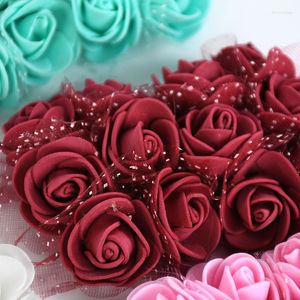 Dekorativa blommor 72/144 st 3,5 cm mini pe skum rose blommor konstgjorda bröllopsfest hem dekoration handgjorda diy krans presentförpackning falsk