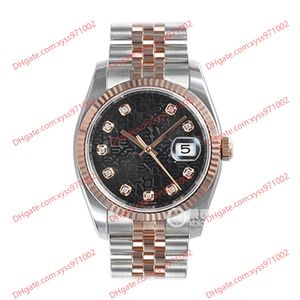 Hochwertige Uhr 2813 Automatik Herrenuhr 116231 36 mm schwarzes Druckzifferblatt 18 Karat Roségold Edelstahl Diamanten Armbanduhr Saphirglas 116610 Damenuhren