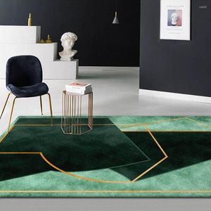 Carpets Modern Simple Coffee Table Room Carpet Dark Green Geometric Lines Rug For Living Bedroom Kitchen Bedside Non-slip Floor Mat