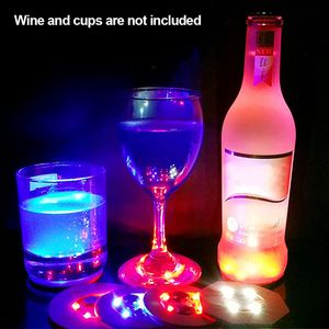 10pcs Bottle Stickers Coasters Lights Novelty Lighting Battery Powered LED Party Drink Cup Mat Christmas Vase New Year Halloween Decoration Light