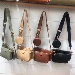 Fashion Bag Solid Color PU Leather Shoulder Messenger Casual Crossbody s Women Handbags Tote 3 Sets Evening Clutch Purse Y2211