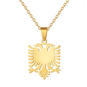 Anhänger Halsketten 2022 Albanische Adlerkarte polierte Mode frisch leuchtende Blitz Frauen Männer Edelstahl Halskette 1085
