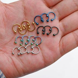 Nail Art Decorations 10Pcs Piercing 3D Stainless Steel Manicure Jewely Dangle Horseshoe Rings Charm Tip Supplies 1 8mm