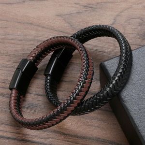 Charm Bracelets Special Style Stainless Steel Men's Leather Bracelet Double-layer Design Woven Rope Wrap Jewelry Drop