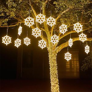 Strings Thrisdar 30CM Snowflake String Light Christmas Tree Hanging Lamps Outdoor Garden Festoon Fairy Lights Garland