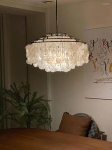 Hanglampen Italiaanse Verkan Frans Vintage Natural Shell Marble Bar Kroonluchter eetkamer Slaapkamer Landlijke mode Amerikaan Simple