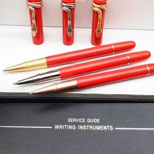 Luxury M Ballpoint Pen Inheritance Series Metal Silver Classic 1912 with Exquisite Snake Clip Writing Smooth Red&Black