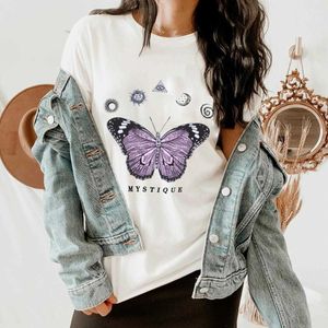 Mystique Butterfly T-shirt kolorowe topy czarownice Retro Sun Moon Graphic Tees