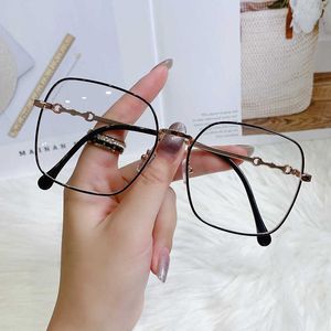 New net red ins square anti blue light glasses Ni Ni's same plain light frame large frame metal frame link1