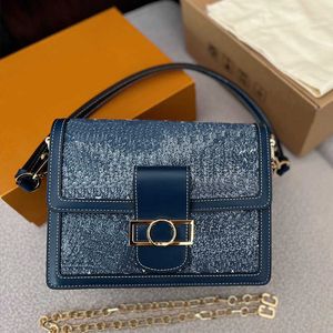 bolso Bolsos de diseñador Bolsos de cadena de tanino de mezclilla Bolso axilar cruzado con solapa Monedero de hombro Bolsa de cuero genuino de calidad superior Hardware dorado Flor clásica