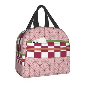 Ice PacksIsotermiska påsar Nezuko Kimono Isolerad Lunchpåse för kvinnor Barn Skolmat Demon Slayer Kimetsu No Yaiba Anime Cooler Termisk Lunchbox Tote 221101