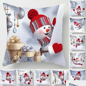 Cuscino/cuscino decorativo cuscino cuscino decorativo custodia natale divano decorativo pupazzo di neve spot claus er 45x45cm decorazioni per la casa 220928 d dhjyl