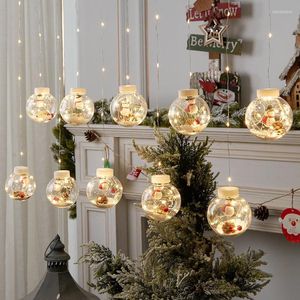 Saiten Weihnachten Santa Ball Hängen 10 stücke LED Vorhang Fee Licht String Baum Dekoration Urlaub Weddding Girlande Navidad Decor