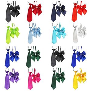 Bow Ties 2PCS School Uniform Tie Neck Set Solid Color Boys Girls Children Kindergarten Primary Students Accessories